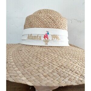 1996 Vintage Atlanta Summer Olympics Straw Sun Hat, 1990s Olympic Collectibles